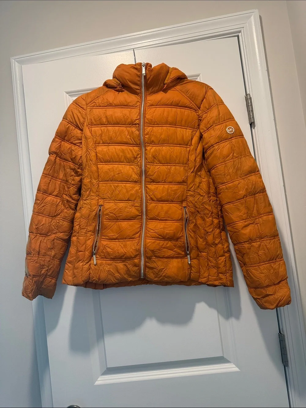 Michael Kors Women's Quilted Puffer Jacket in Orange